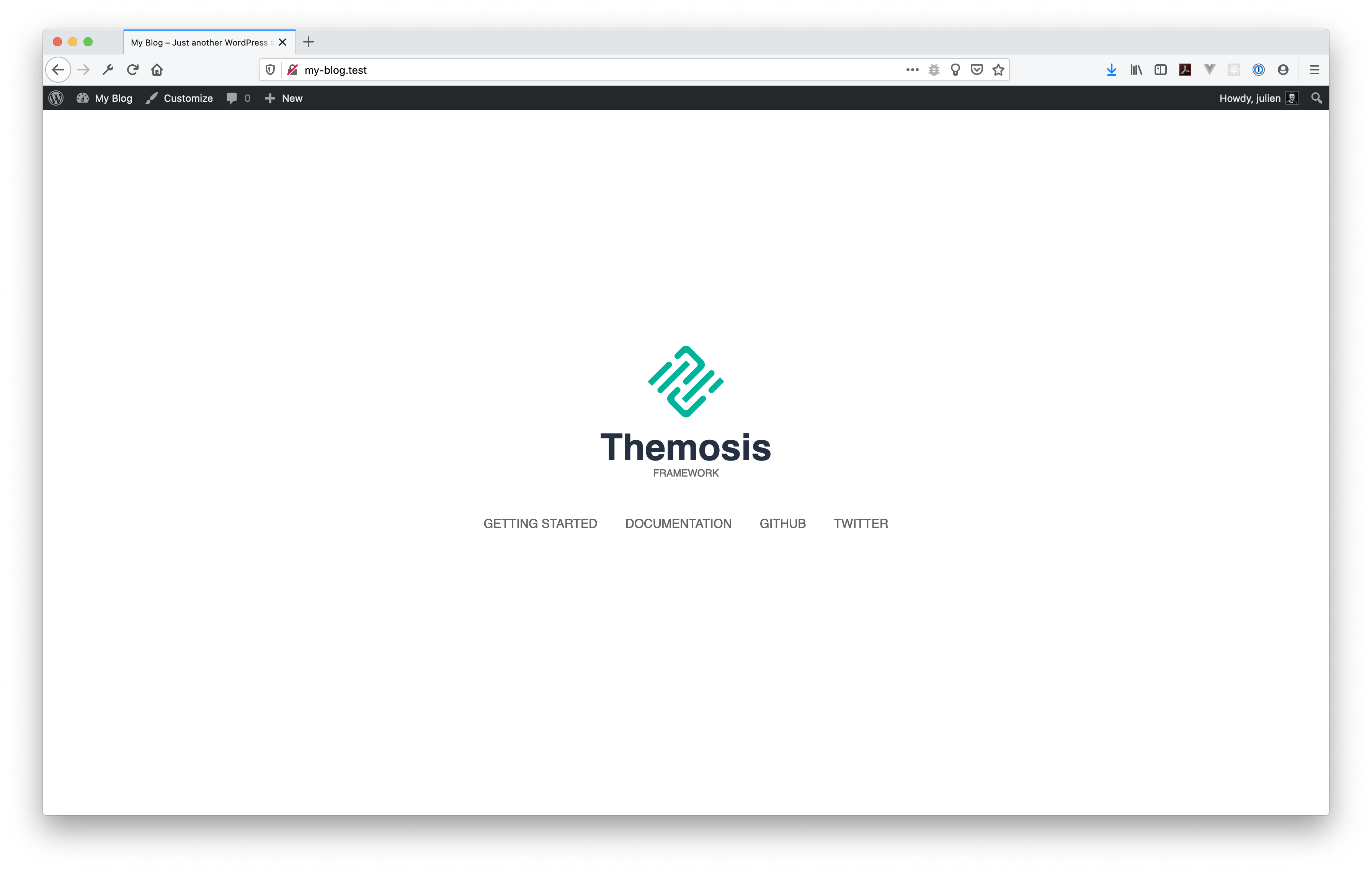 My Blog - Themosis framework welcome screen.